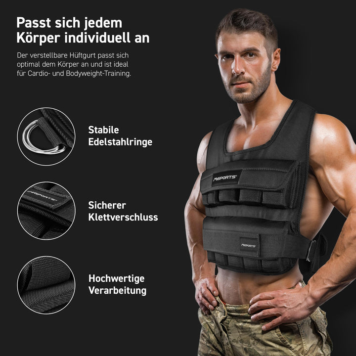 Gewichtsweste verstellbar 20 kg Nylon für Krafttraining &amp; Joggen - Bild 3