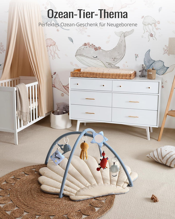Spielbogen Baby mit Krabbeldecke Boho-Ozean 103x96cm 6 Spielzeuge - Bild 4