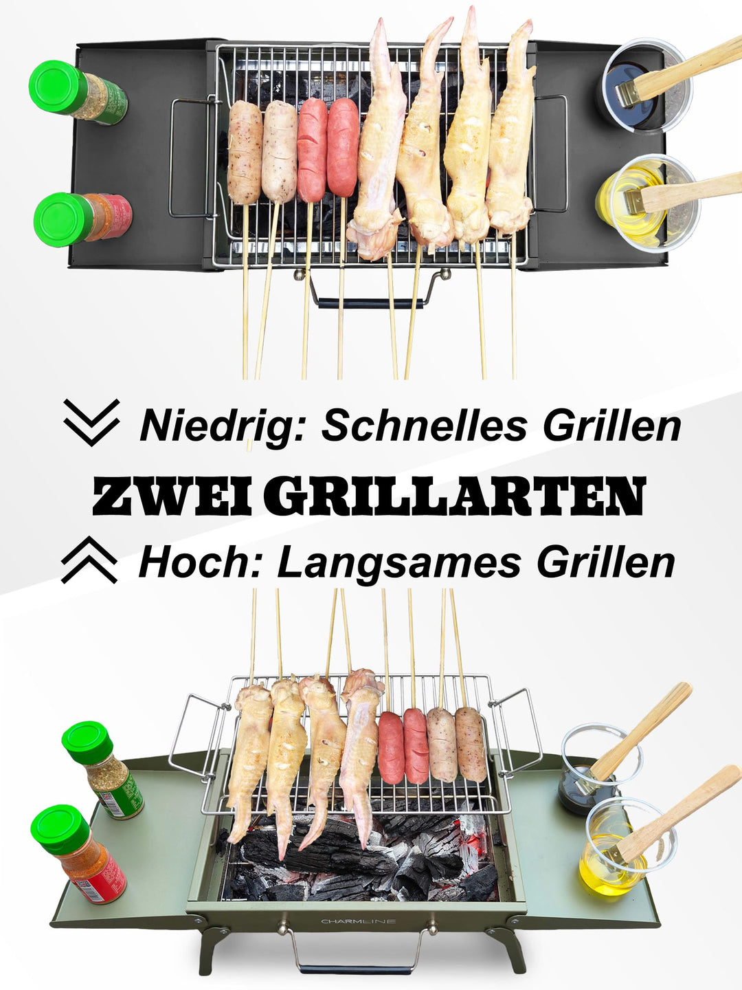 Klappbarer Holzkohlegrill 39x27 cm für Camping Balkon Picknick - Bild 9