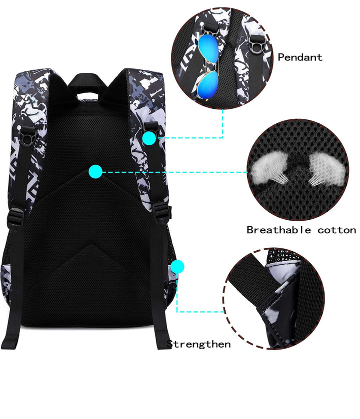Schulrucksack Fussball-Design Nylon 46x30x22cm für 8-15 Jahre - Bild 4