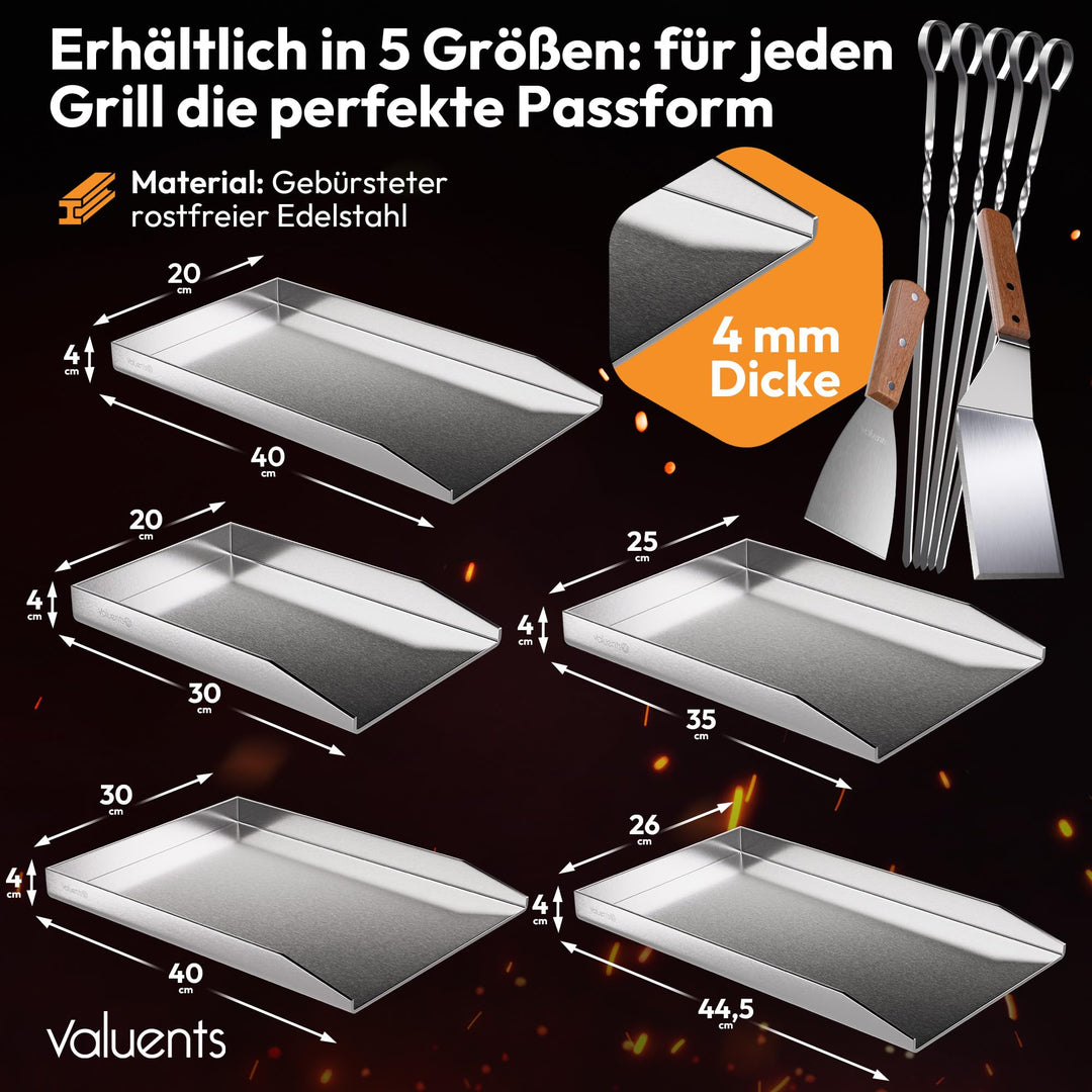 Grillplatte Edelstahl 25x35 cm für Gas- und Kohlegrill mit Zubehör - Bild 7