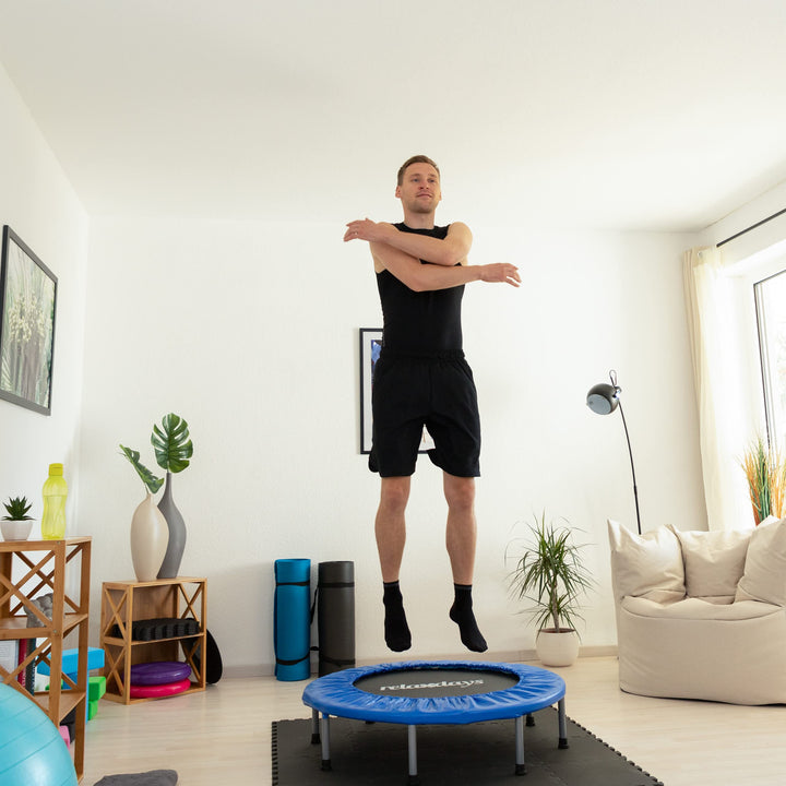 Fitness-Trampolin faltbar Indoor 95 cm, bis 100 kg, blau-schwarz - Bild 5