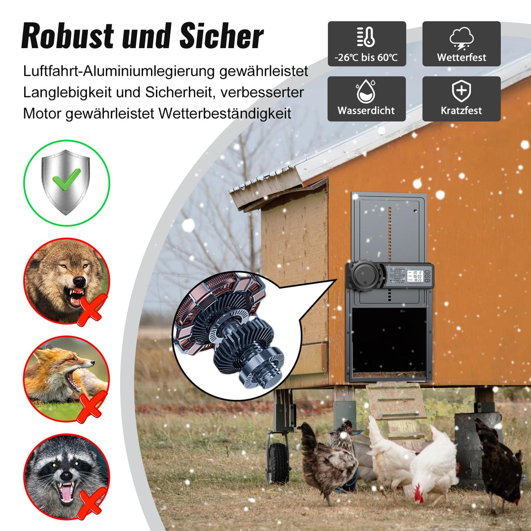 Automatische Hühnerklappe Aluminium mit Timer und Einklemmschutz - Bild 6