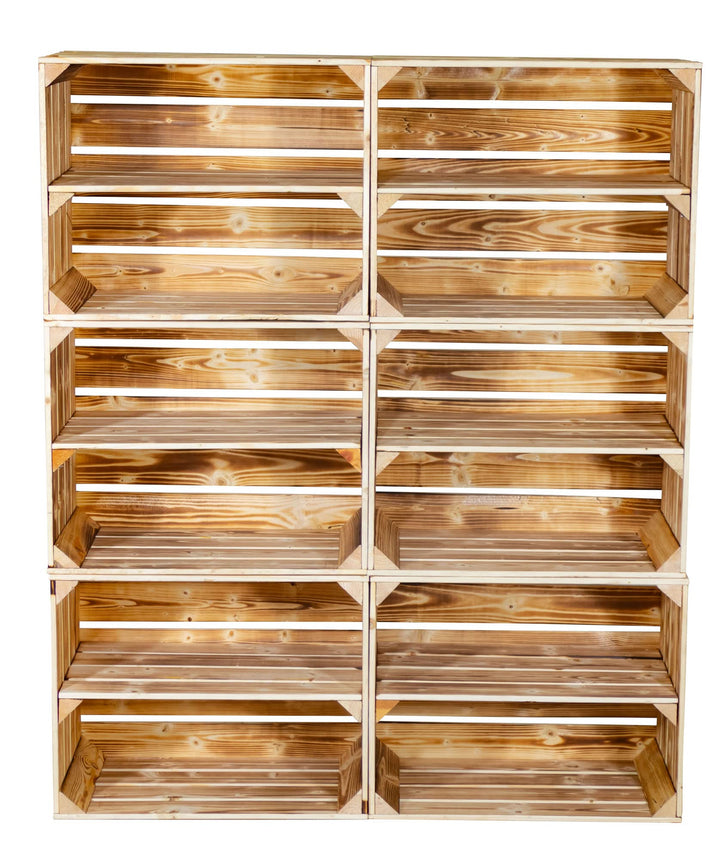 Holzkisten-Regal flambiert 6er-Set mit Zwischenboden 50x40x30cm - Bild 7