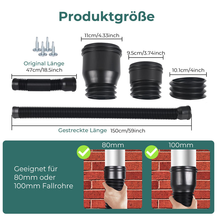 Fallrohr Verlängerung Flexibel PE 47-150 cm für 80/100 mm Rohre - Bild 5
