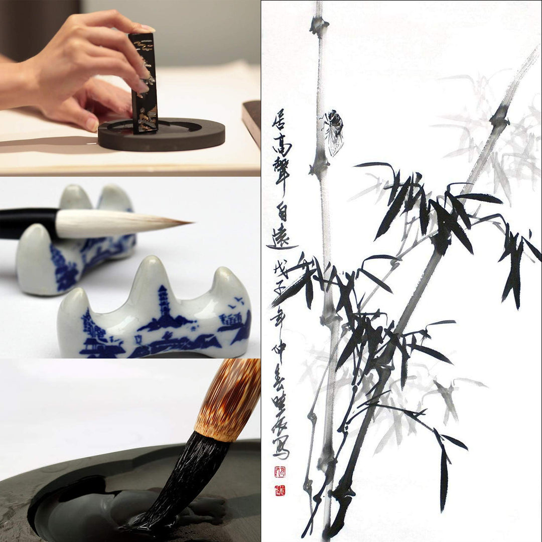 Kalligraphie-Set Chinesisch 10-teilig mit Pinseln, Tuschestein &amp; Etui - Bild 8