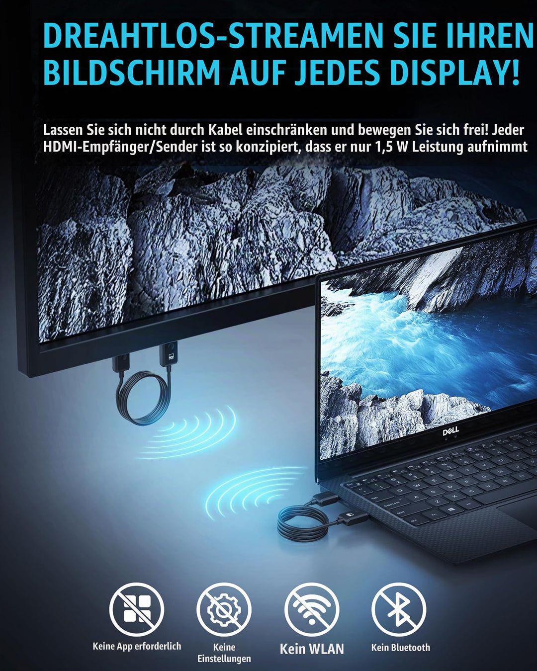 Wireless HDMI Set Transmitter &amp; Receiver 1080p@60Hz kabellos - Bild 2