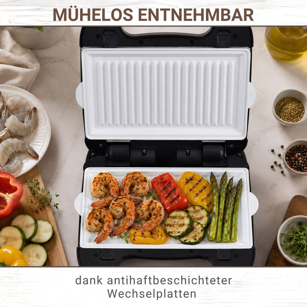 Kontaktgrill Elektrogrill mit Keramikbeschichtung 1500W Multimaker - Bild 6
