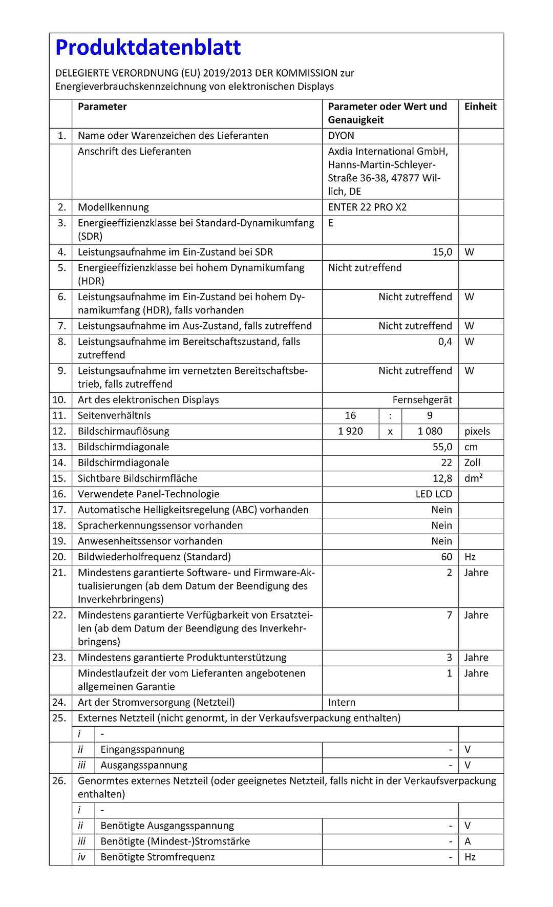 Fernseher 22 Zoll Full HD Triple Tuner HDMI USB für Küche Camping - Bild 3