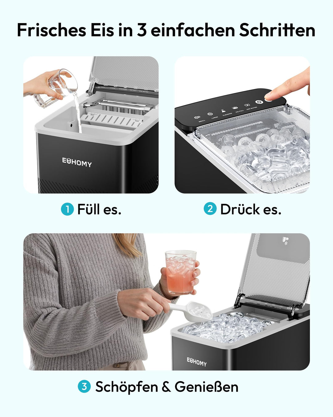 Eiswürfelmaschine 9 Eiswürfel 2 Grössen automatische Reinigung - Bild 6
