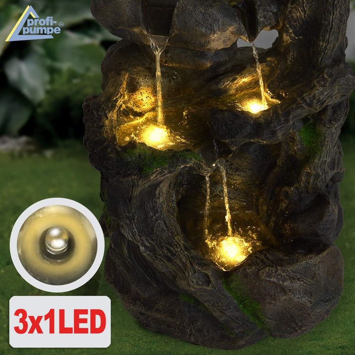 Gartenbrunnen Baumwurzel Stein-Kaskade mit LED-Licht 31x31x50 cm - Bild 4