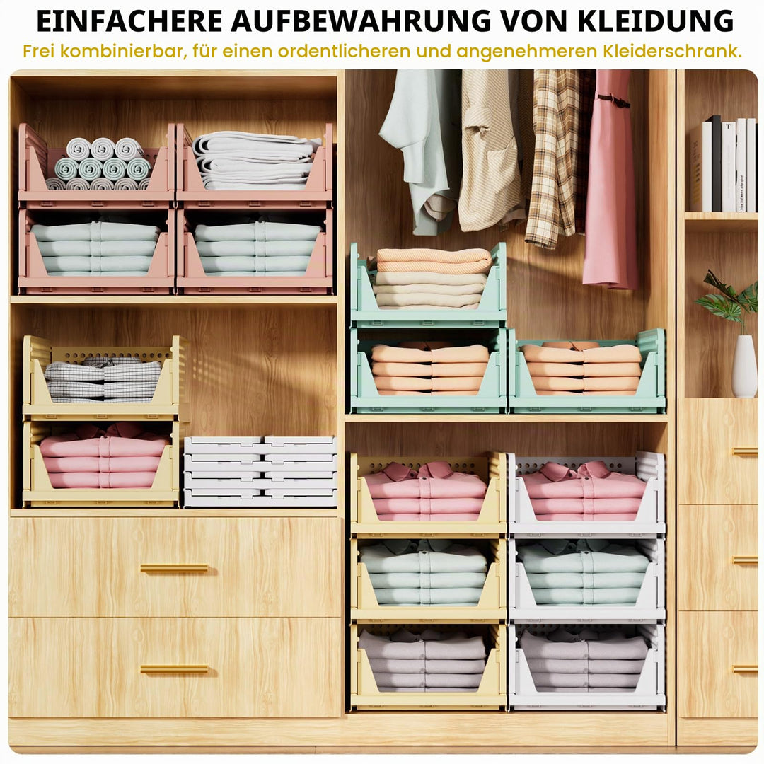 Schubladenbox Kleiderschrank Organizer stapelbar 8er-Set Weiss - Bild 4