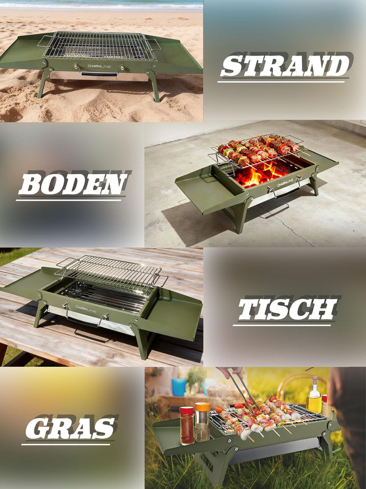 Klappbarer Holzkohlegrill 39x27 cm für Camping Balkon Picknick - Bild 6