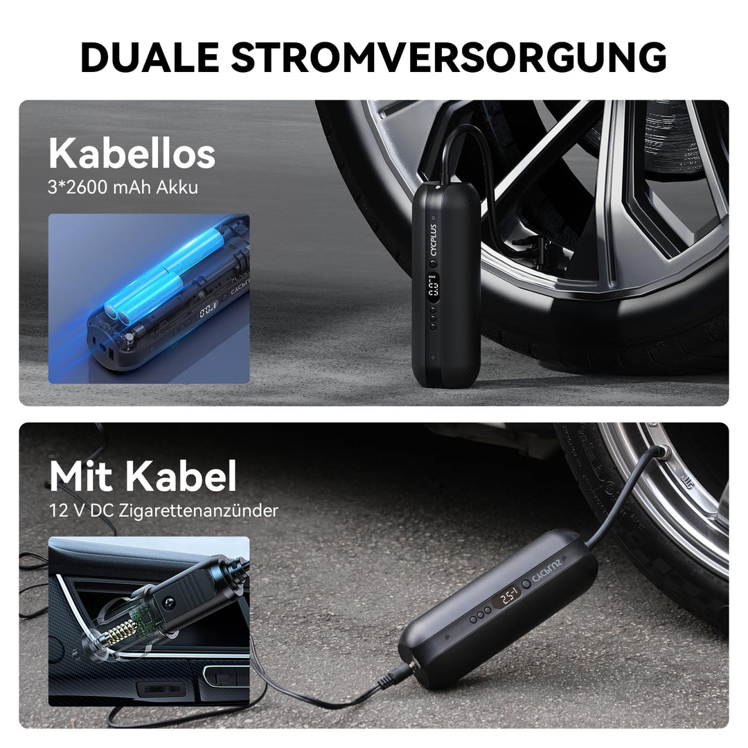 Elektrische Luftpumpe DC/AC 2-in-1 bis 150 PSI für Auto und Fahrrad - Bild 4