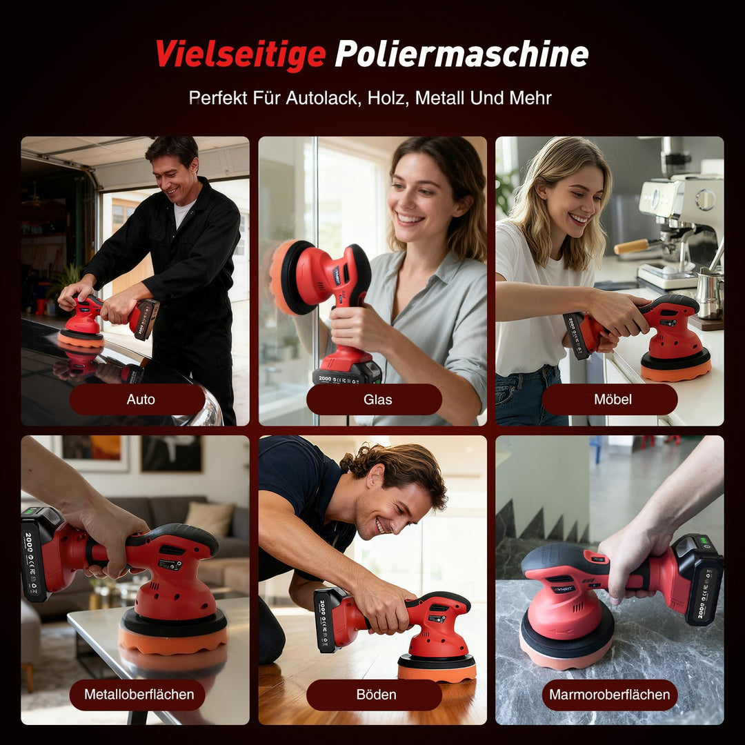 Akku-Exzenterpolierer 6 Zoll kabellos 2x21V mit Tragetasche - Bild 7