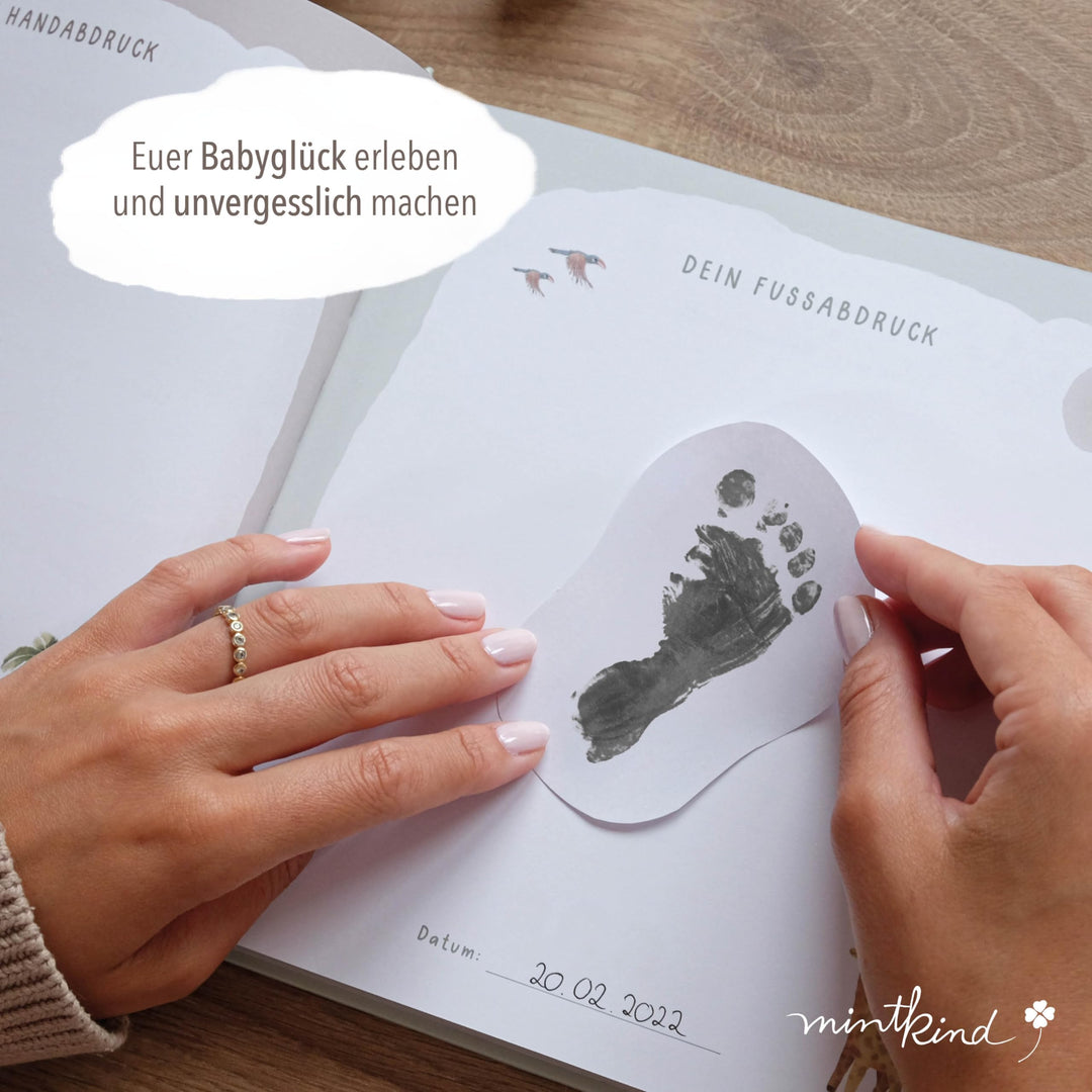 Babyalbum erstes Jahr Hardcover Beige Leinen 176 Seiten mit Sticker-Set - Bild 7