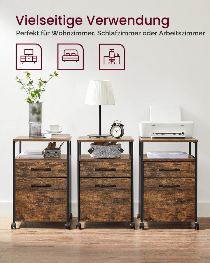 Rollcontainer mit 2 Schubladen und Rollen für Büro und Schreibtisch - Bild 8