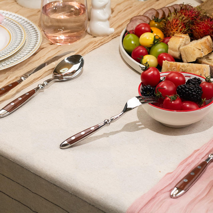 Besteck-Set 30-teilig Edelstahl 18/0 rustikale braune Griffe 6 Personen