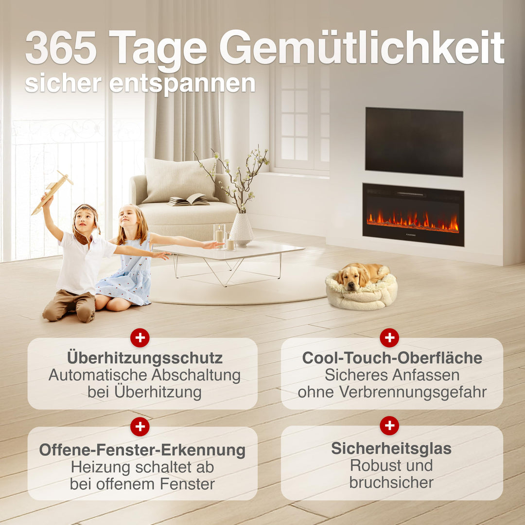Elektrokamin 3-in-1 Stand Wand Einbau 1800W 12 Flammenfarben 3D-Effekt - Bild 5