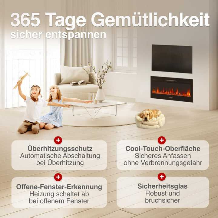 Elektrokamin 3-in-1 Stand Wand Einbau 1800W 12 Flammenfarben 3D-Effekt - Bild 5
