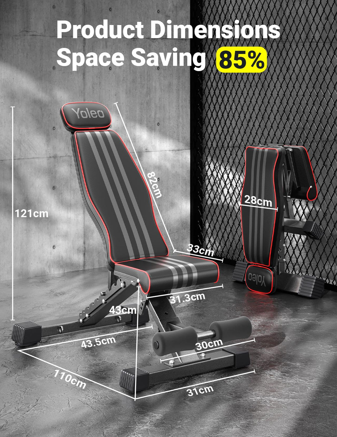 Hantelbank klappbar Stahl 375 kg belastbar 90 Positionen Home Gym - Bild 8