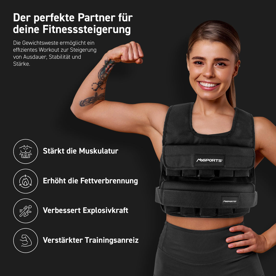 Gewichtsweste verstellbar 20 kg Nylon für Krafttraining &amp; Joggen - Bild 5