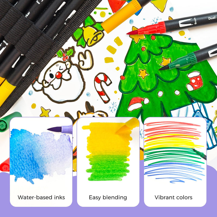 Dual Brush Pen Set 168 Farben mit Tragetasche für Lettering - Bild 5