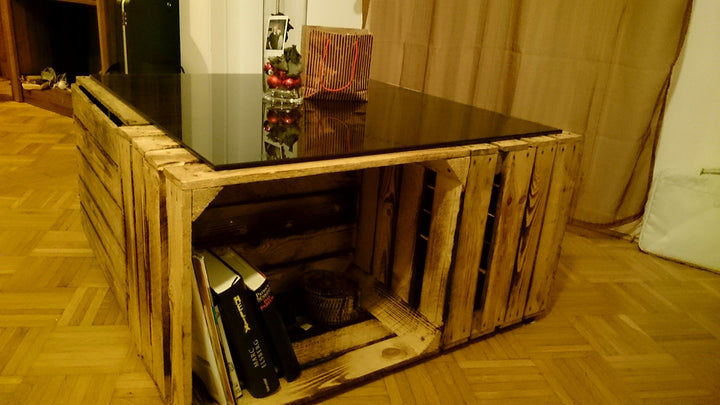 Holzkisten Set 4-teilig geflammt Shabby Chic Couchtisch Regal - Bild 5