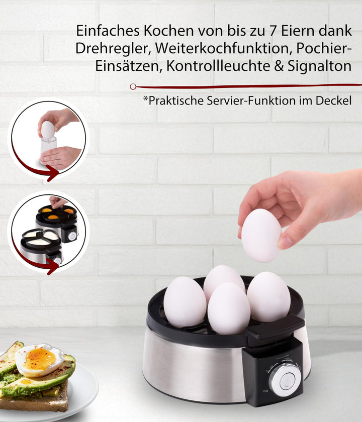 Eierkocher Edelstahl für 7 Eier mit Pochierfunktion, 435 W - Bild 3