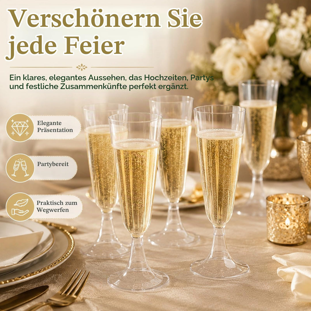 Sektgläser Kunststoff 150 ml 100 Stück transparent wiederverwendbar - Bild 6