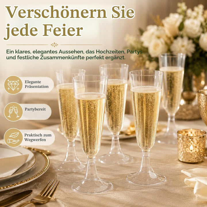 Sektgläser Kunststoff 150 ml 100 Stück transparent wiederverwendbar - Bild 6