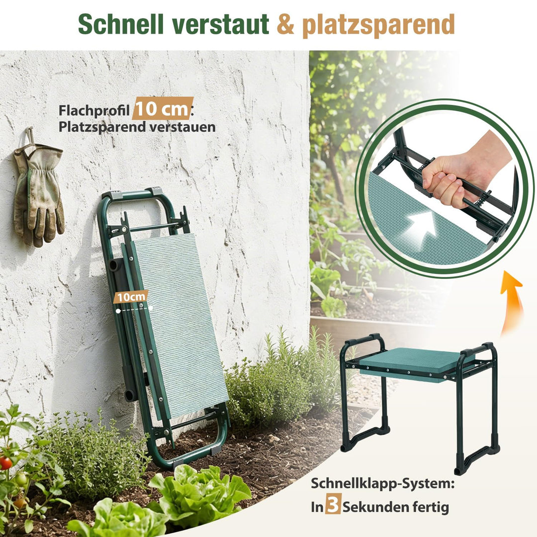 Garten-Kniebank 2-in-1 klappbar höhenverstellbar bis 180 kg Stahl - Bild 7