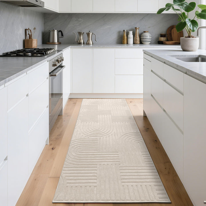 Teppichläufer Beige Polyester 80x200cm rutschfest waschbar - Bild 2