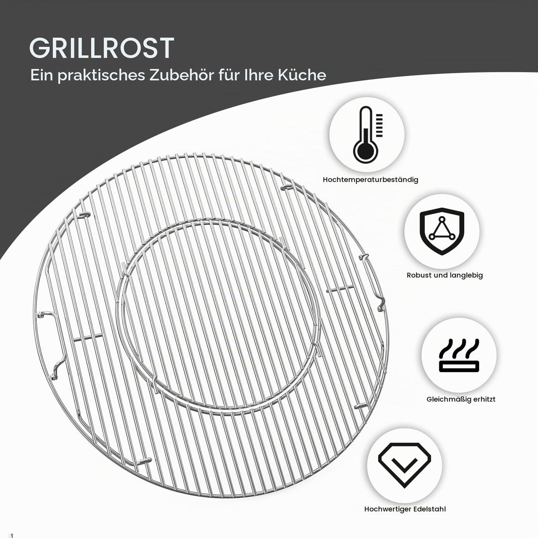 Grillrost Edelstahl 54 cm rund mit Griffen für 57-cm-Kugelgrill - Bild 3