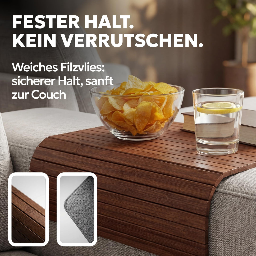 Sofatablett Armlehne Bambus für Sofa und Sessel – Braun - Bild 3