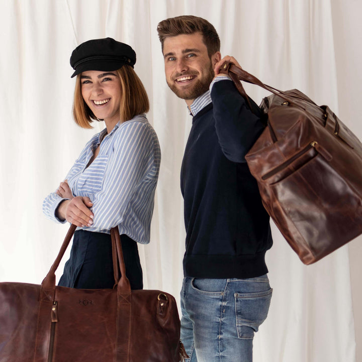 Reisetasche Echtleder XL Weekender Herren Damen braun handgefertigt - Bild 8