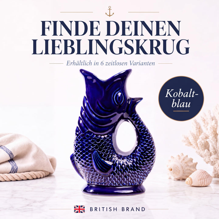 Fischkrug Keramik 1,5 L mit Klang-Effekt Dunkelblau - Bild 8