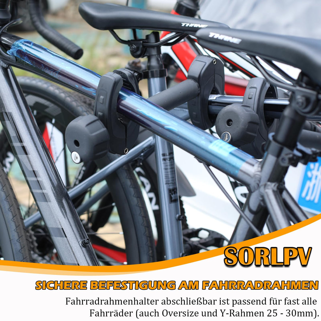 Fahrradträger Rahmenhalter Aluminium 3er-Set 25/32/45 cm mit Schloss - Bild 5