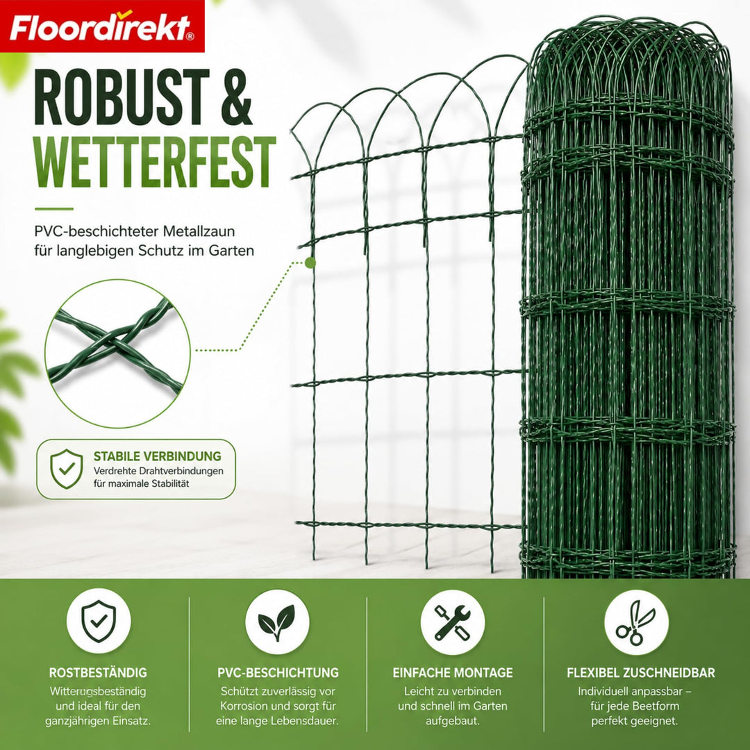 Beetzaun Metall PVC-ummantelt Grün 65 cm x 25 m Ziergeflecht - Bild 5