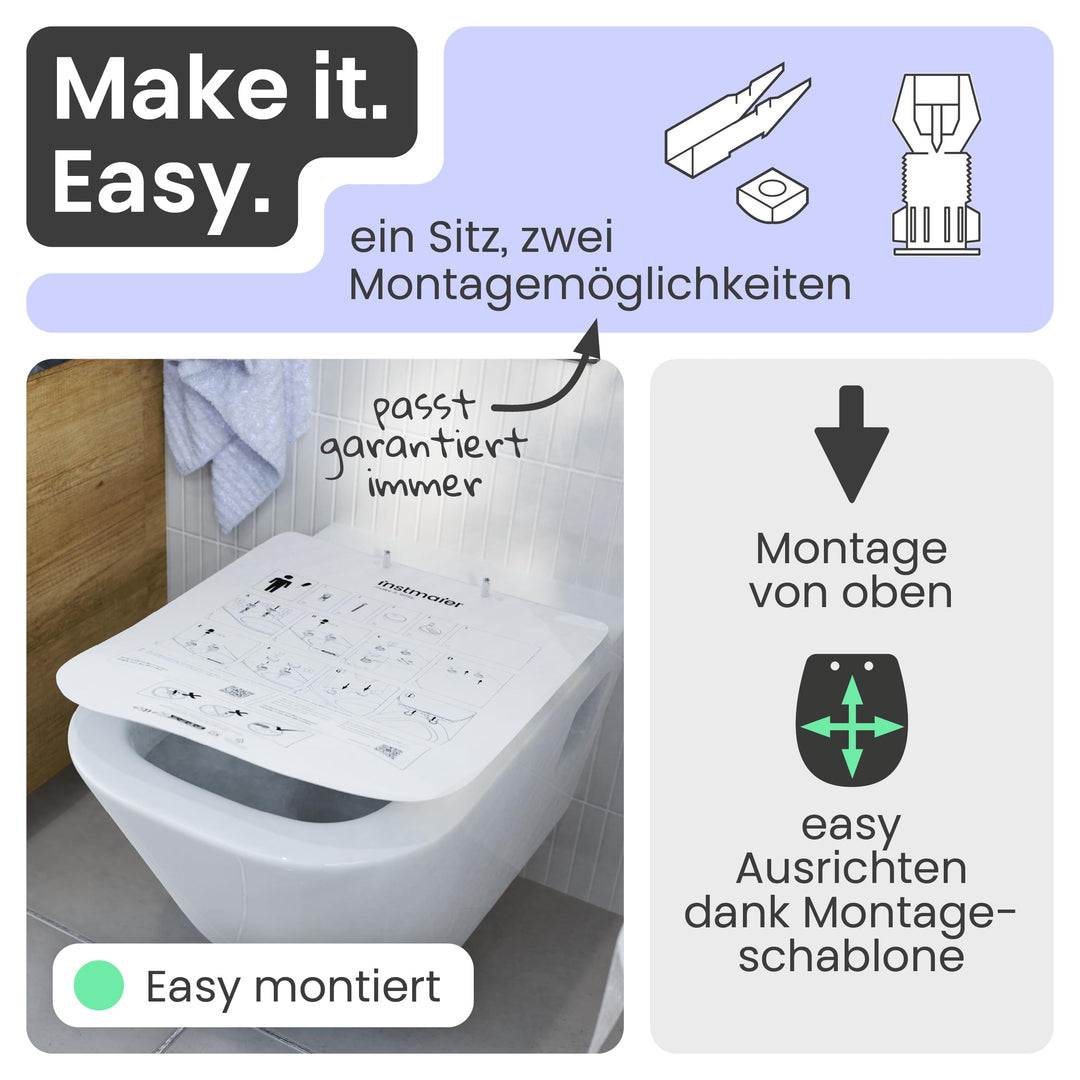 WC-Sitz eckig Duroplast mit Absenkautomatik und Schnellverschluss - Bild 5