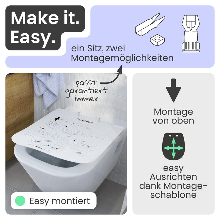 WC-Sitz eckig Duroplast mit Absenkautomatik und Schnellverschluss - Bild 5