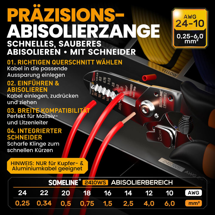 Crimpzangen-Set mit Kabelschuhen 45 Typen 0,34–6 mm² und Abisolierzange - Bild 7