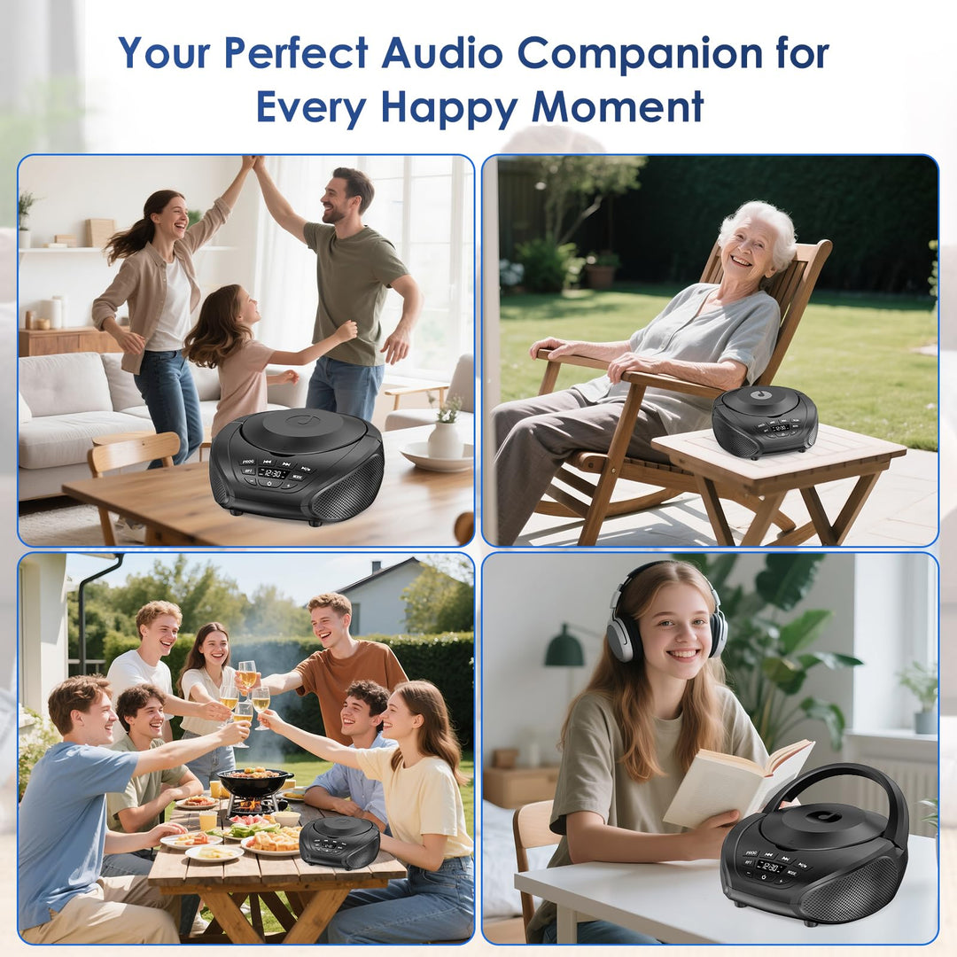 CD-Player Boombox mit UKW-Radio Stereo-Lautsprecher LCD-Display tragbar - Bild 9