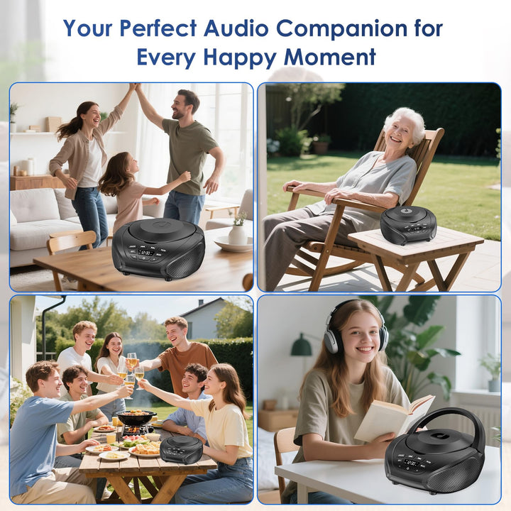 CD-Player Boombox mit UKW-Radio Stereo-Lautsprecher LCD-Display tragbar - Bild 9