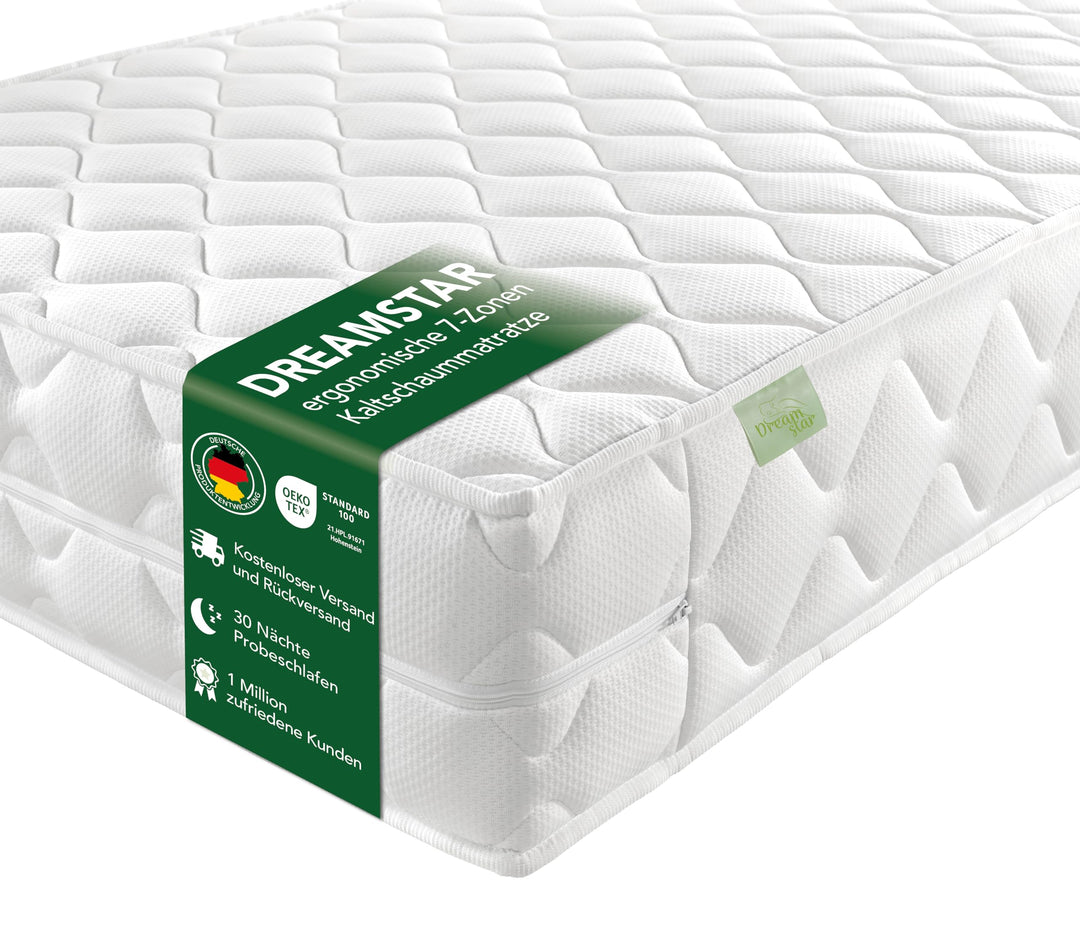 Kaltschaummatratze 7-Zonen 140x200 cm H2/H3 hypoallergen