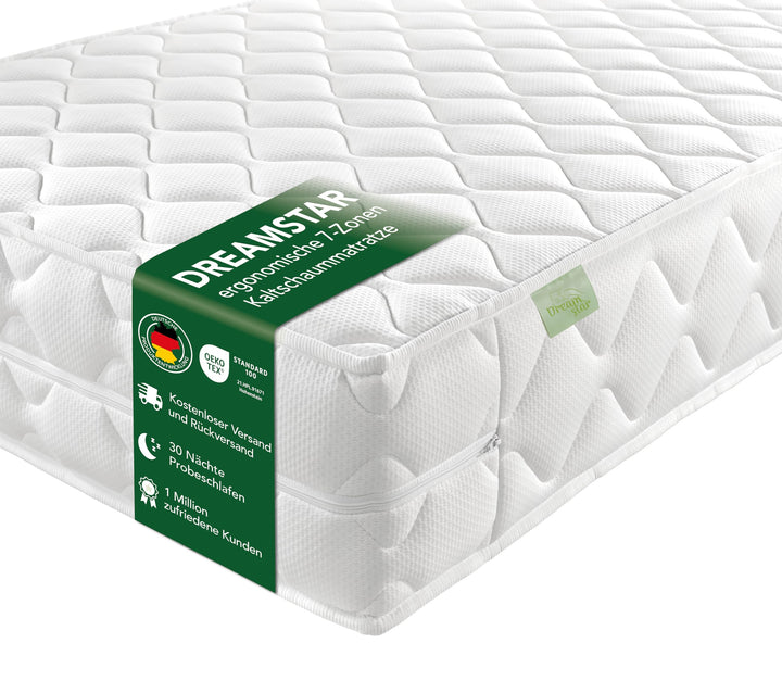 Kaltschaummatratze 7-Zonen 140x200 cm H2/H3 hypoallergen