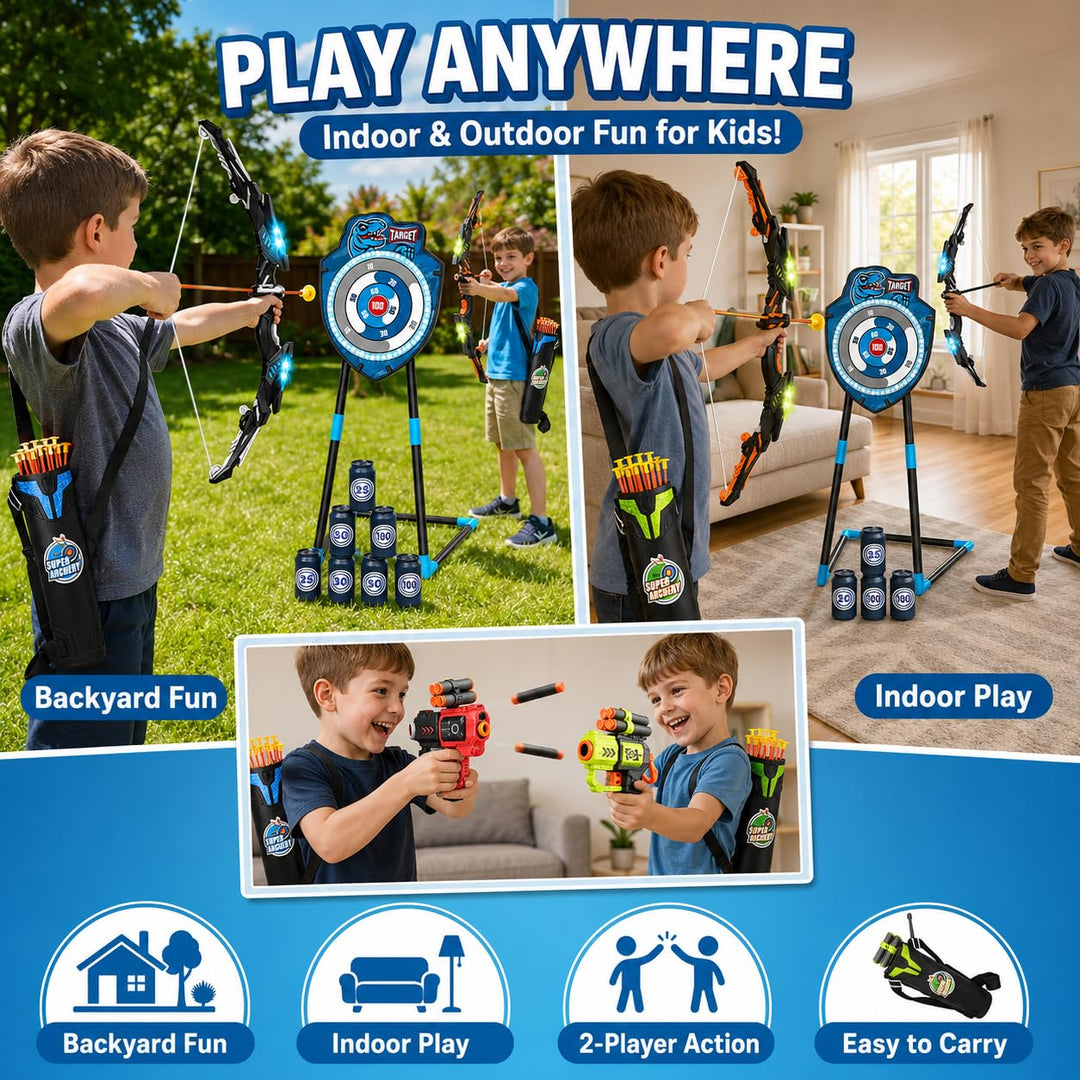 LED Bogenschiesset Kinder 4-12 Jahre mit Zielscheibe 2er-Set - Bild 3
