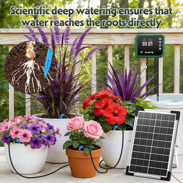 Solar Bewässerungssystem 8W mit Timer 30m Schlauch für Garten - Bild 5