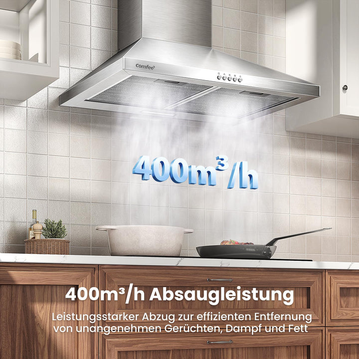 Dunstabzugshaube 60cm Edelstahl Umluft &amp; Abluft A++ 400m³/h - Bild 5