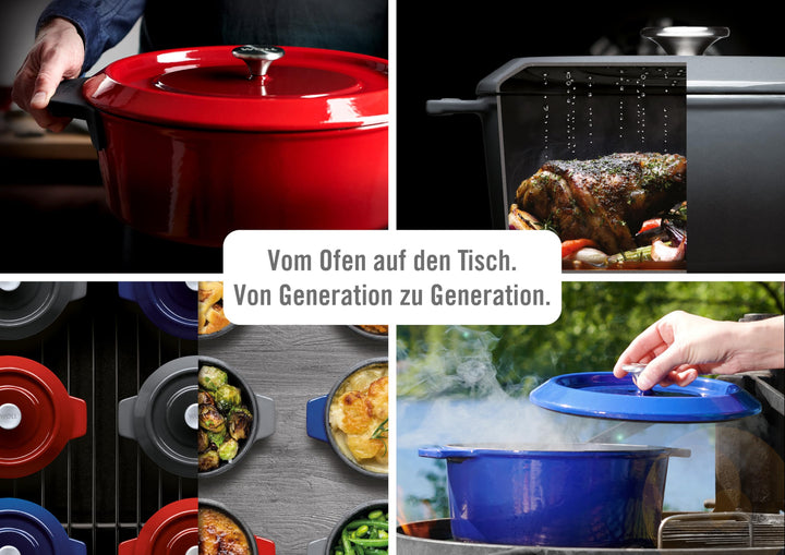 Gusseisen Grillpfanne viereckig 24x24 cm mit Steakpresse Induktion - Bild 3